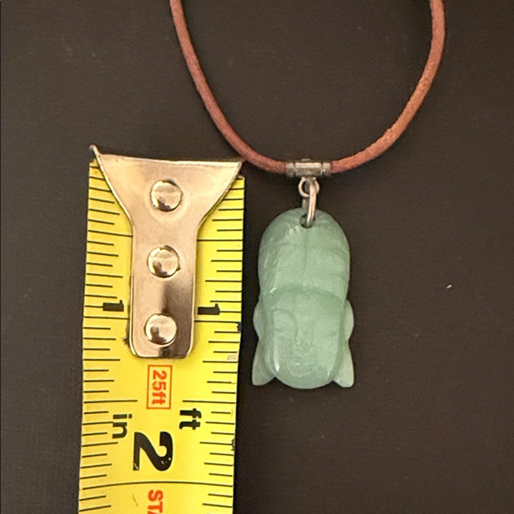 Green Jade Pendant with leather cord Necklace - Picture 5 of 5